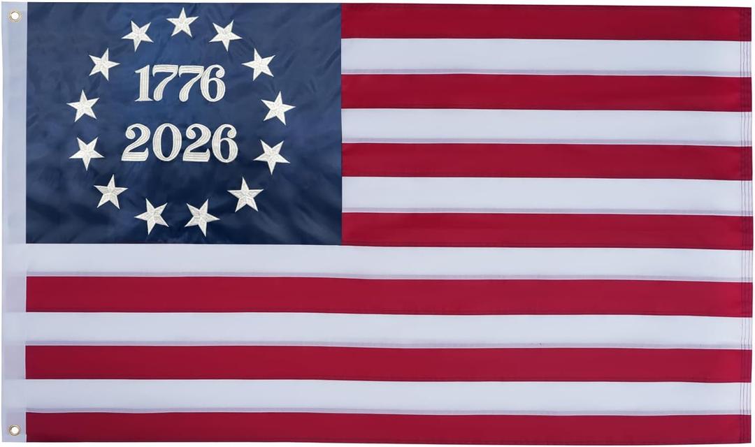 Bradford 1776 Bennington 250 Anniversary USA Flag 3x5 ft Outdoor Embroidered Betsy Ross Flags 13 Colonies US 2026 American Flag Heavy Duty with 2 Brass Grommets