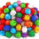 TOAOB 200pcs Glitter Pom Poms 0.6 inch Multicolor Sparkle Pompoms Balls Arts and Fluffy Crafts Fuzzy for DIY Crafts Projects Home Decorations (1.5cm)