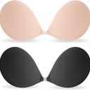 MITALOO Adhesive Bra Invisible Sticky Strapless Push up Backless Reusable Silicone Covering Nipple Bras (Black Nude)