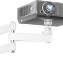 WALI Mini Foldable Projector Wall Mount with 360 Rotating Gimbal, Fully Adjustable Wall/Ceiling Mount Bracket for 1/4" M4 M6 Screw Projectors, Small Projector Holder up to 4.4lbs (1330LM-PMW), White