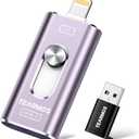 512GB Photo Stick for iPhone Flash Drive, Memory Stick Phone Storage for Photos and Videos Files Backup, Compatible with iPhone iPad Android PC, Plug & Play, No App Required (Purple)