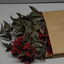 Zeyune 3 Pcs Artificial Red Berry Stem Spring Faux Flowers Picks Branches Fake Realistic Sedum Stem Spray for Wedding Holiday Seasonal Farmhouse Mantel Harvest DIY Home Decorations(35 Inch) (Burgundy)