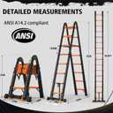SINMEIRUN Telescoping Ladder, 16.5 FT, A Frame, Aluminum Extension Ladder, 330 lbs Capacity, Collapsible Multi-Purpose Ladder for Home, Roof and RV; Orange