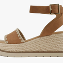 Soda “Laguna” ~ Women Square Toe Stitched Single Band Low Heel Espadrille Wedge Sandal with Adjustable Ankle Strap Size 6