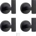 NearMoon Bath Towel Hooks- SUS 304 Stainless Steel Robe Hook Holder, Heavy Duty Coat Hook for Bathroom Livingroom Hotel Kitchen Garage, Wall Mounted (Matte Black, 4 Pack)