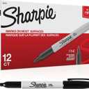 SHARPIE Markers SAN-30001 Fine Point Permanent, Black; 12/Pk