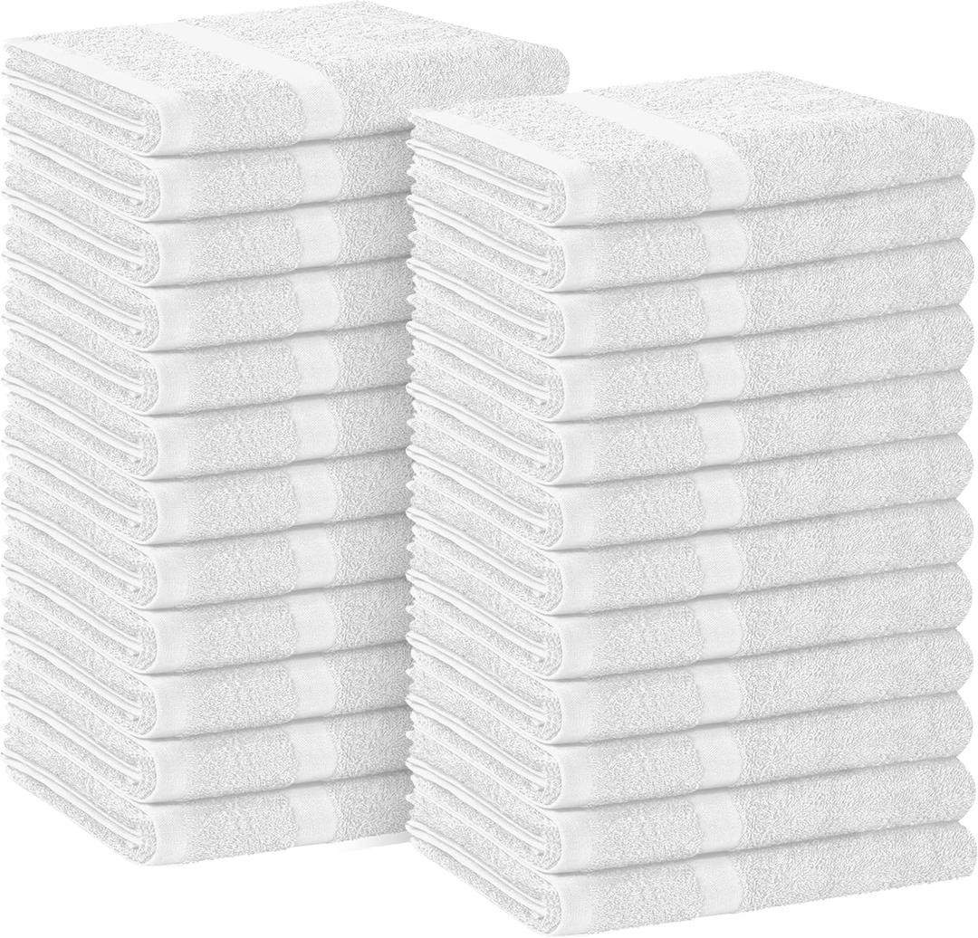 Avalon Towels Salon Towel - White Hand Towels Bulk Pack of 24 - 100% Cotton Absorbent Spa, Facial & Gym Towel for Working Out - 16x27 Inches (Not Bleach Proof)