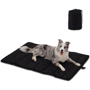 BDEUS Travel Dog Bed, Outdooor Camping Pet Mat, Portable Place Mat with Handle, Easy to Clean, Waterproof & Portable and Odor Resistant Pet Cooling Pad (Large 43" x 25", Black)