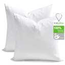 TOPGREEN Feather Down Throw Pillow Inserts 20 x 20, Set of 2, 100% Organic Cotton Shell, Soft Decorative Square Pillows Insert for Living Room Sofa, Couch, or Bed (White)