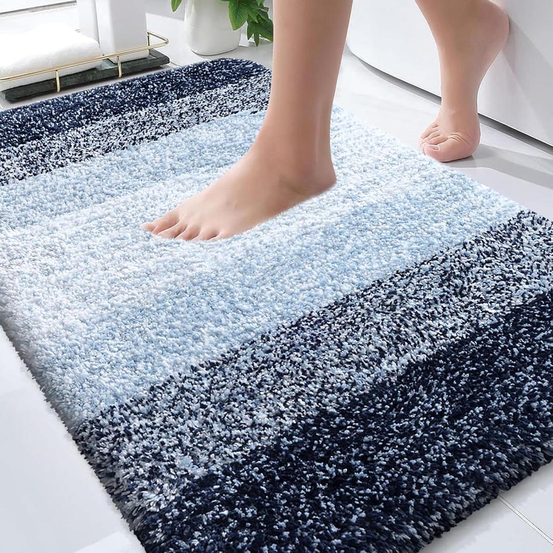 OLANLY Bathroom Rugs Mat 36x24, Extra Soft Absorbent Microfiber Bath Rugs, Rubber Backing, Quick Dry, Machine Washable Bath Mats for Bathroom Floor, Tub and Shower, Home Decor Accessories, Navy Blue