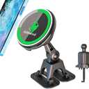 for Qi2 15W Magsafe Car Mount Charger, Heat Restriction Fast Charging, 360 Adjustable and Foldable Phone Holder Charger for Vent/Dashboard, with 40" C-C Cable for iPhone 17~12 Series