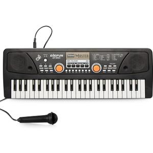 Raimy Piano Keyboard for Kids 49 Keys Portable Keyboard Piano Early Learning Educational Electronic Musical Instrument Toys Gifts for 3 4 5 6 7 8 9 Year Old Boys and Girls (Black)