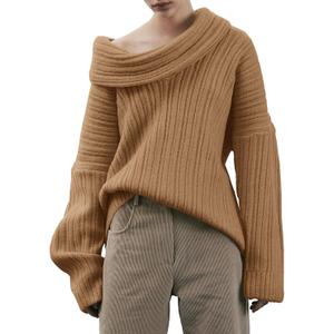 Saodimallsu Womens Off The Shoulder Sweater Top Oversized Fall Batwing Boat Neck Knit Sexy Casual Pullover