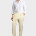 GINGTTO Linen Dress Pants Men Straight Fit Lightweight Summer Beach Casual Pants Men (32W x 30L, Dark Khaki)