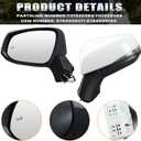 Left Driver Side Mirror Compatible with Toyota RAV4 2019 2020 2021 2022 2023 2024 Power Heated Turn Signal Blind Spot Door Rear View Mirrors 8 Pins White