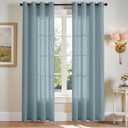 jinchan Linen Curtains, Light Filtering Window Drapes with Grommet Top, Linen Blue Curtains 2 Panels for Living Room Farmhouse Bedroom (W50 x L84, Blue) (Semi Sheer Blue)