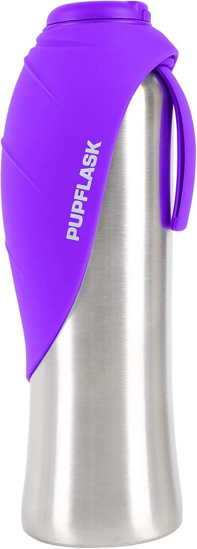 PupFlask Large Dog Water Bottle | 27 or 40 OZ Stainless Steel | Convenient Dog Drink Dispenser | Puppy Travel Water Bowl | Portable Pet Hydration Bottle | Leak Proof | Perfect Size For All Breeds (40 Ounce, Ultra Violet)