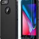 SunStory Compatible with iPhone 6/ 7/ 8 Case with HD Screen Protector, 3-Layer Heavy Duty Full-Body Cover, 3 in 1 Hybrid Protective Case for iPhone 6/ 7/ 8 4.7", Black