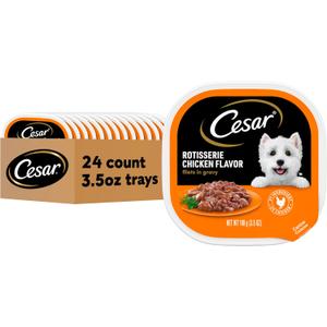 Cesar Filets in Gravy, Adult Wet Dog Food, Rotisserie Chicken Flavor, Wet Food for Dogs, 3.5 oz Trays, 24 Count