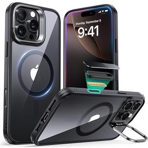 ESR for iPhone 16 Pro Max Case, Compatible with MagSafe, Military-Grade Protective Case for iPhone 16 Pro Max,Built-in Stash Stand , Scratch-Resistant Back Cover, Classic Series, Clear Black