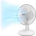 Comfort Zone 6-inch Mini Desk Fan with Fully Adjustable Tilt, Portable 2 Speed Tabletop Fan, Quiet Bedside or Office Fan with Stable Base, White