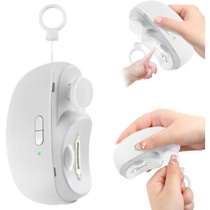 3-in-1 Electric Nail Clippers, Upgrade Electric Nail Clippers for Kids or Adults, Electric Polishing Nail Clipper with Collector, Excellent Electric Nail Trimmer Gift for Your Loves (Pearl-White)
