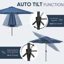 Tempera Patio Market Outdoor Table Umbrella with Auto Tilt and Crank, Large Sun Umbrella with Sturdy Pole & Fade Resistant Canopy, Easy to Set