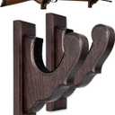 TESLYAR Gun Wall Mount - Figured Rifle Hooks, Wooden Gun Rack for Shotguns, Real Hardwood Holder, Set of 2, Wenge Finish, Gun Hangers for Wall