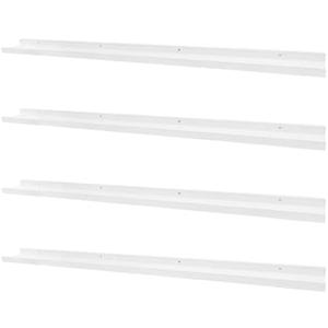 PHOENANCEE Long Floating Shelves for Wall 57 Inch,Real Wood Picture Ledge with Lip Set of 2, Photo Frame Storage Display for Living Room Nursery Bedroom Bathroom Kitchen Home Office Decor (White)