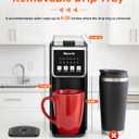 Horavie Single Serve Coffee Maker with Built-in Grinder, Fast Brew 6-16oz Single Cup for Whole Beans, Grounds, K Pod, Grind and Brew Coffee Maker with 47oz Water Tank, Descaling Alert, Black