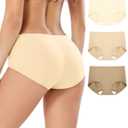 2 x LIIJOO Women's Seamless Mid Waisted Briefs, Full Coverage No Show Panties with Soft Nylon Spandex, No Lines Underwear for LeggingsNatural Nude/Vanilla Nude/Tan, M Size