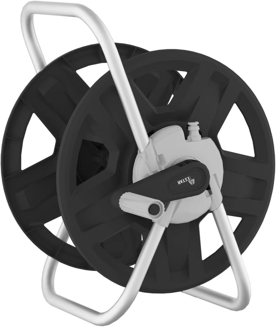 Water Hose Reel Cart, Holds 60-80 Ft of 5/8 Inch Hose, Black Wall Mounted Garden Hose Cart, Portable Hose Reel for Convenient Storage and Watering