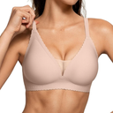 OEAK Womens Comfortable Bras Wireless Bras Push Up Bralettes Scalloped Mesh Bras Seamless Tshirts Bras Deep V Everyday Bras M