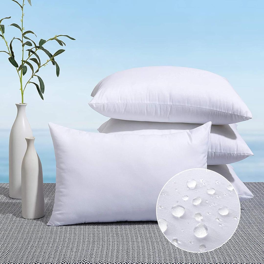 MIULEE Pack of 4 12x24 Outdoor Pillow Inserts, Water-Resistant Throw Pillow Inserts Decorative Premium Rectangle Pillow Stuffer Sham for Porch Swing Couch Sofa Cushion Patio Furniture