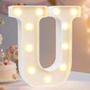 Pooqla LED Marquee Letter Lights Sign, Light Up Alphabet Letter for Home Party Wedding Decoration U (Warm White)