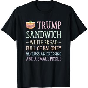 Anti Trump Sandwich Sign Funny T-Shirt (Small, Black)