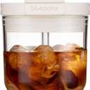 16oz/480ml Iced Coffee Cups With Lids And Straws,Reusable Leakproof Glass Tumbler,Water Bottles,Cold Brew,Drinking Jars For Juicing,Matcha,Tea,Smoothie For Travel,Office (Off-White)