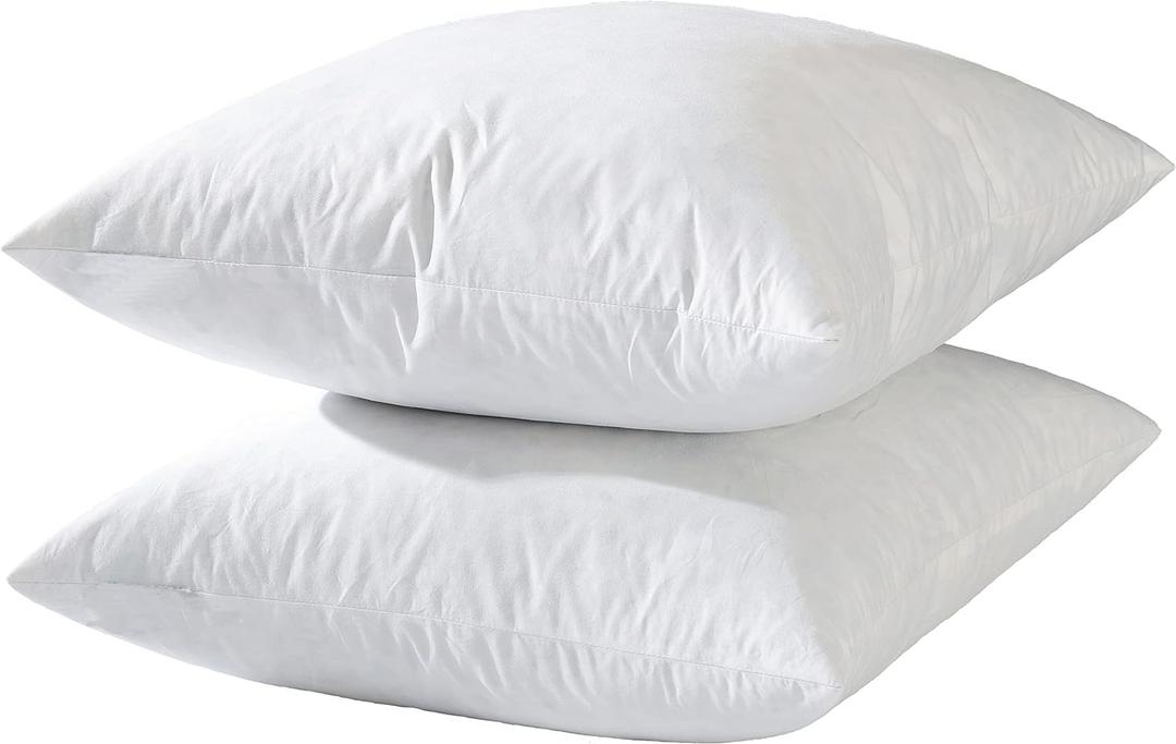 basic home Hotel-Style Goose Feather Pillow Insert for Sofa & Bed - 100% Odorless & Plump Cushion Filler - 233TC Cotton with Inner Liner to Prevent Poking (20x20 Inch)