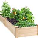 Yaheetech 8x2ft Wooden Horticulture Raised Garden Bed Divisible Elevated Planting Planter Box for Flowers/Vegetables/Herbs in Backyard/Patio Outdoor, Natural Wood, 95 x 25 x 11in