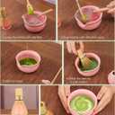 Pink Matcha Whisk Set, 8 Pcs Ceramic Matchas Set Includes Bowl, Whisk and Holder, Scoops, Bamboo Scoop, Scoop Rest, Sifter and Tea Towel, Kit for Matcha-Lovers