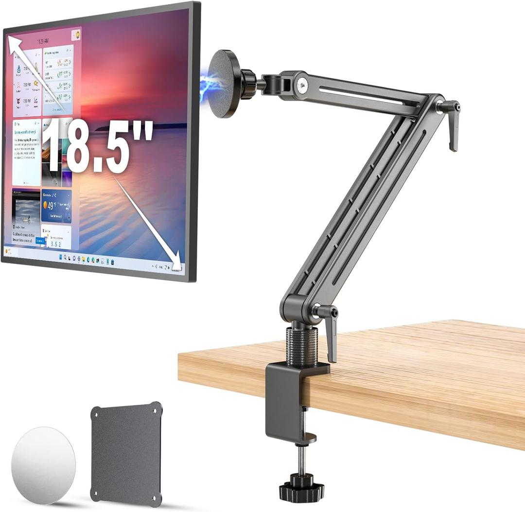 Jakeko Strong Magnetic Portable Monitor Desk Clamp - 75mm VESA Mount 4.7" 12.9" 15.6" 16" 17.3" 18.5 inch 360 Rotate Base Tablet Holder Arm JK07B1