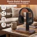 3 x Headphone Stand Wood, Walnut Headset Stand for Desk, Heavy Duty Universal Headset Stand with Storage Base for Gaming and Music Headset