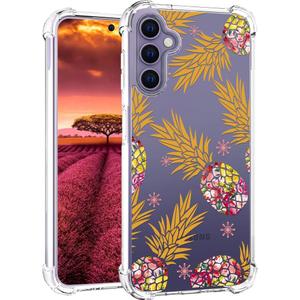 Compatible with Samsung Galaxy S24+ Plus & S25+ Plus Case Designer Cute Clear for Women,Cool Transparent Silicone Phone Cases Cover - Yellow Pineapples