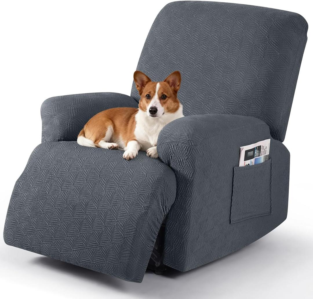 Timeles Recliner Covers Extra Wide Recliner Chair Covers Reclining Couch Covers Sofa Slipcovers Stretch Soft Washable (Single-Seater XL, Grey)