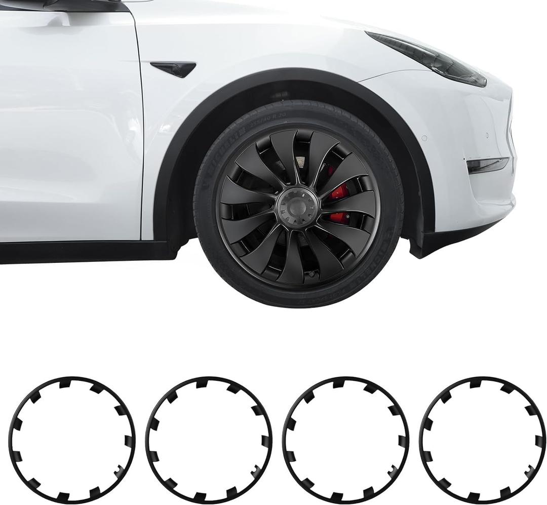 BASENOR 2024-2020 Tesla Model Y 21 Inch Wheel Rim Protector ABS Rim Guard Hubcap Curb Rash Cover (Proprietary Design) Protection Tire Trim Rings for Model Y Exterior Accessories