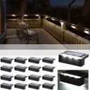SOLPEX Solar Fence Lights, 6 LEDs Solar Lights Outdoor Waterproof Solar Powered for Deck, Stair, Front Porch, Balcony, Walkway, Garden, Yard, Patio, Pool Decor, IP65 Waterproof (16 Pack, Cold White) (Black)