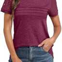 Memorose Women's Short Sleeve Shirts Lace Dressy 2026 Spring Summer Tops Trendy Vacation Casual Work Blouses