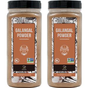 Soeos Galanga Powder 8oz (227g), Twin Pack, 16oz Total, Non-GMO, Kosher, Greater Galanga, Alpinia Galanga, Perfect for Tom Yum and Tom Kha Soups, Product of Vietnam, Galangal Powder for Cooking., BB Date: 01/10/2027