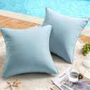 MIULEE Pack of 2 Decorative Outdoor Waterproof Pillow Covers Garden Cushion Sham Throw Pillowcase Shell for Spring Patio Tent Couch 18x18 Inch Blue