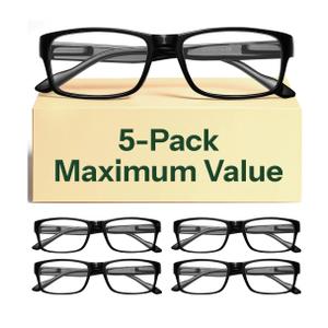 Gaoye 1.25 Professional Reading Glasses for Men for All Day - Computer Readers with Blue Light Protection - Value Pack